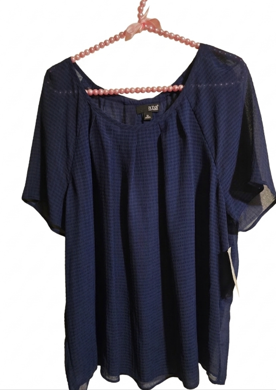 a.n.a Navy Short Sleeve Tunic Blouse